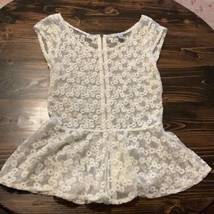 White peplum top